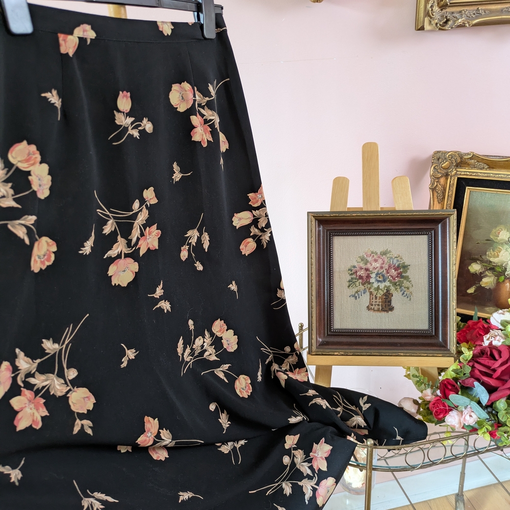 Floral Black Skirt